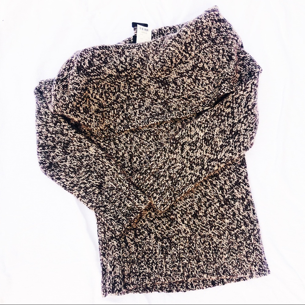 Merino wool cashmere blend cowl neck sweater